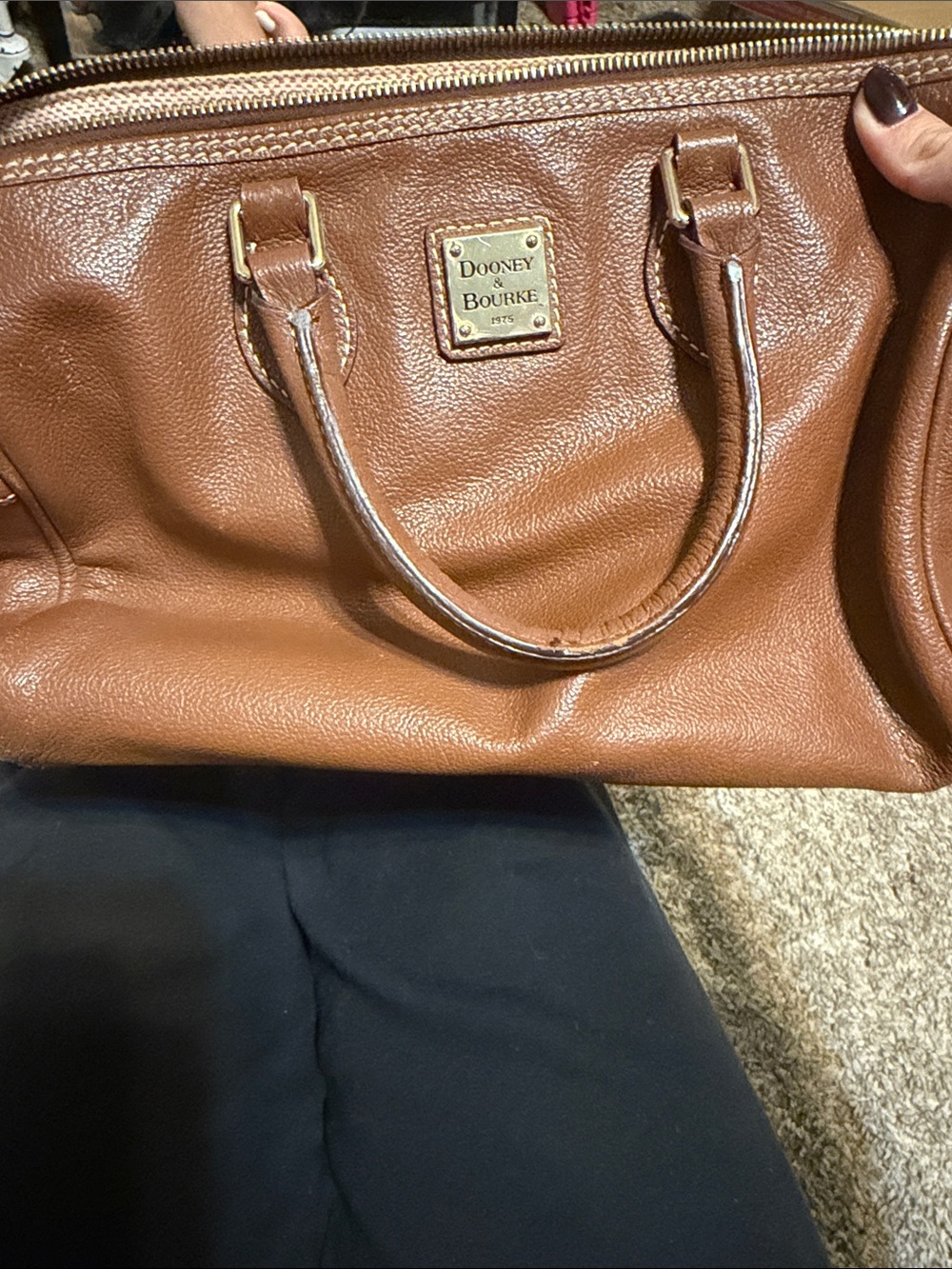 Dooney & Bourke Tan Leather Satchel with Gold Hardware